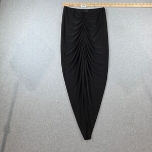 Sabora Womens Black Ruched Front Maxi Skirt Stretch Draped Long Pencil Skirt